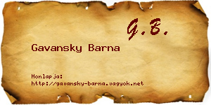 Gavansky Barna névjegykártya